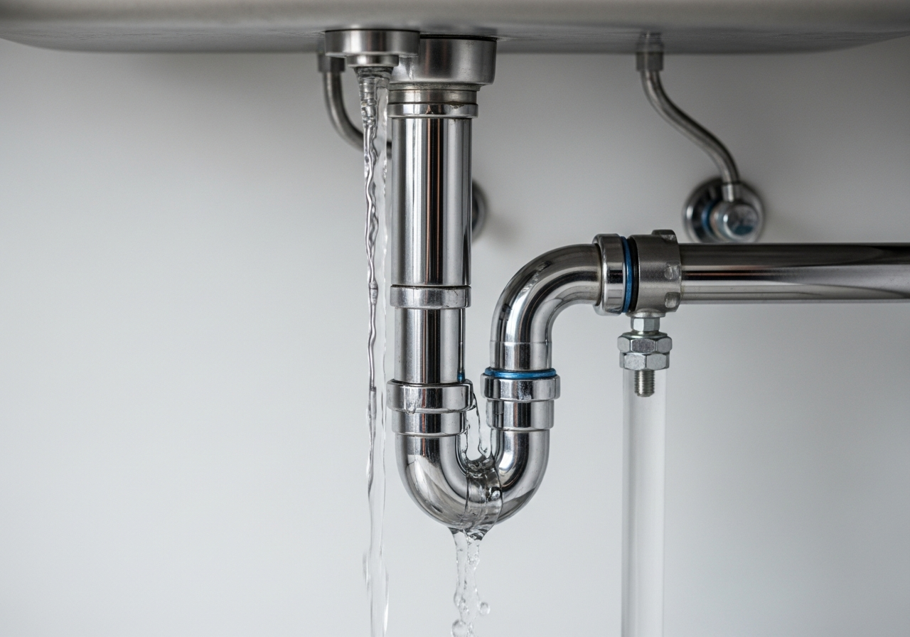 Clean drain with water flowing freely