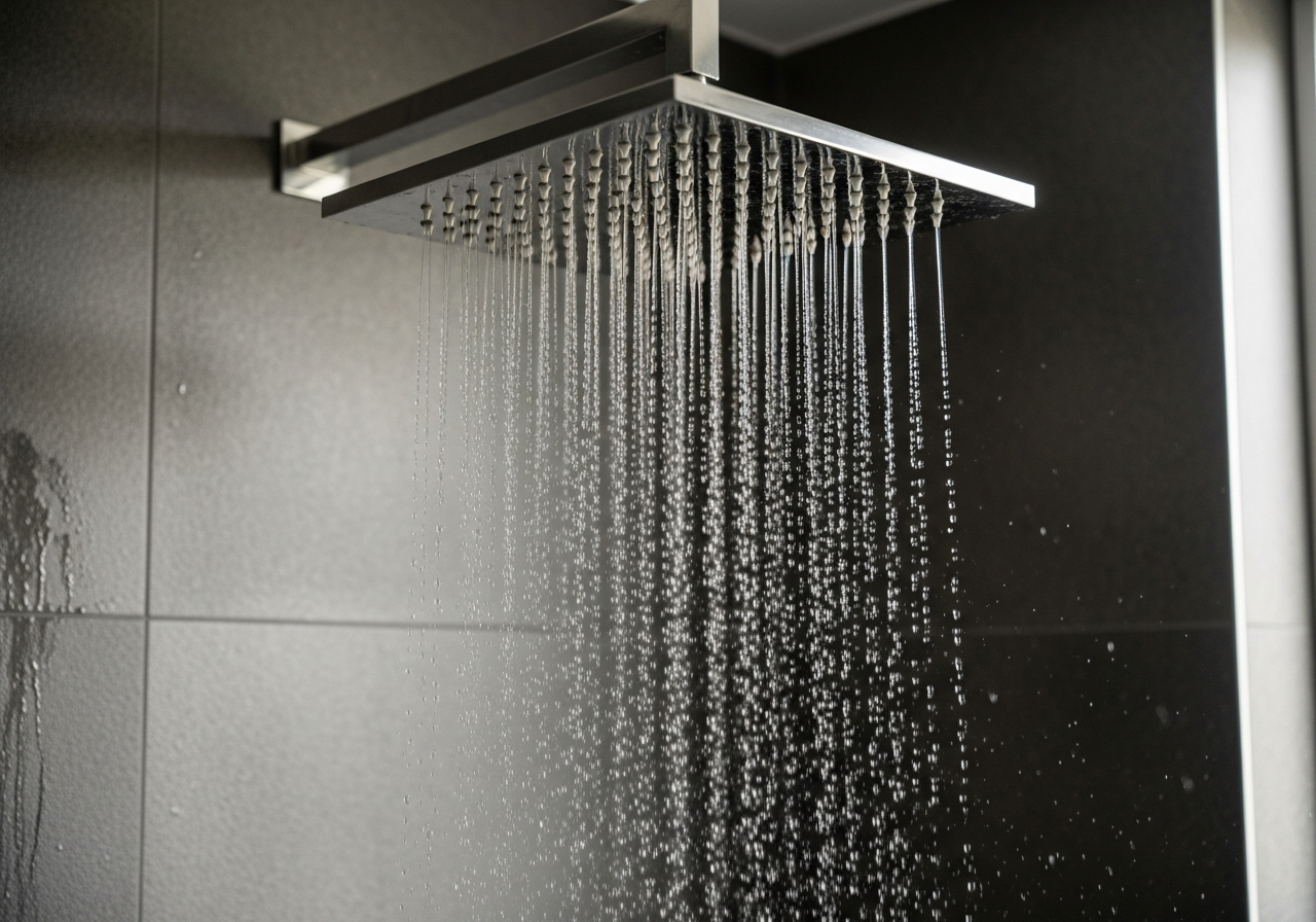 Rainfall showerhead installation in Los Angeles bathroom