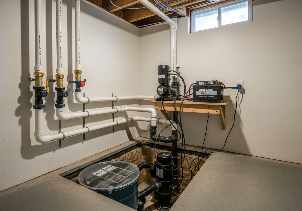 Professional sump pump installed in Los Angeles home