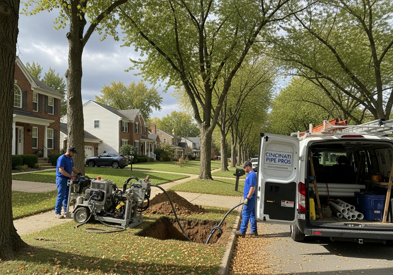 Trenchless sewer repair in progress